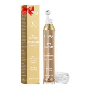 UJHAY 5% Caffeine Eye Cream, Under Eye Serum for Dark Circles
