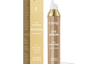 UJHAY 5% Caffeine Eye Cream, Under Eye Serum for Dark Circles