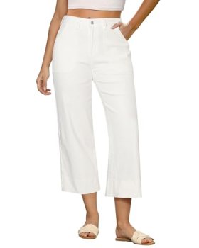 GRAPENT Capris Pants for Women Baggy Capris for Women High Rise Straight Leg Jea