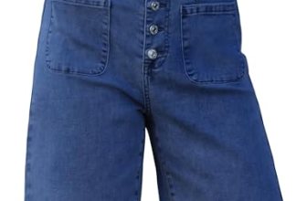 luvamia Button Fly Long Jean Shorts Womens High Waisted Bermuda Shorts for Women