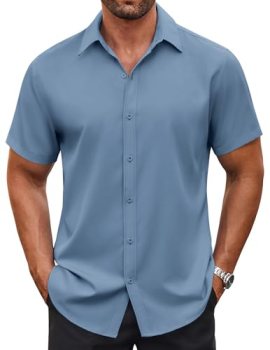 COOFANDY Men’s Short Sleeve Button Up Shirts Casual Wrinkle Free Shirts for Men