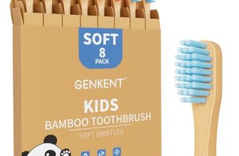 GENKENT 8 Counts Kids Bamboo Toothbrushes BPA Free Soft Bristles Travel Tooth Br