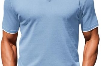 COOFANDY Mens Casual Polo Shirt V Neck Breathable Vacation Beach Shirt Crochet P