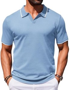 COOFANDY Mens Polo Shirts Short Sleeve Casual Knit Polo Shirt Vintage Golf T Shi