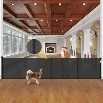 Reinforced 42″ Tall Retractable Baby Gates Extra Wide Dog Gate with Support Rods