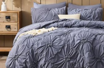 Jameswish Grey Comforter Set Queen Size Bed in A Bag 7 Piece Pinch Pleat Bedding