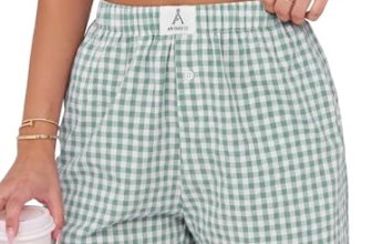 ANRABESS Boxer Shorts for Women Gingham Pajama 2026 Summer Casual Lounge Sleep P