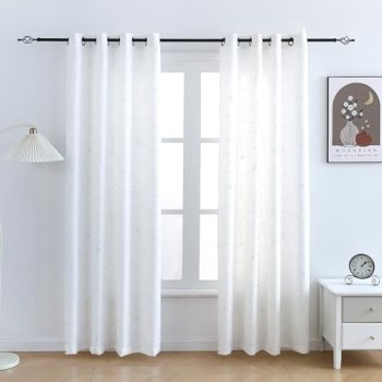 Taisier Home Silver Geometric Line Grommet Top Curtains