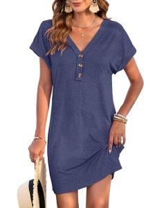 MOLERANI Women Sundress Summer 2026 Casual V Neck Mini Swing Dresses Short Sleev