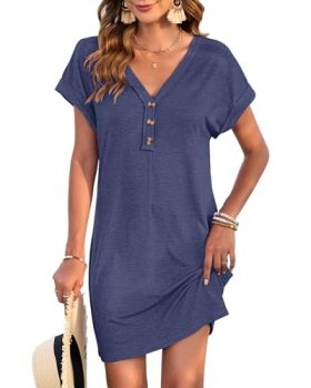 MOLERANI Women Sundress Summer 2026 Casual V Neck Mini Swing Dresses Short Sleev