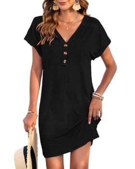 MOLERANI Women Sundress Summer 2026 Casual V Neck Mini Swing Dresses Short Sleev