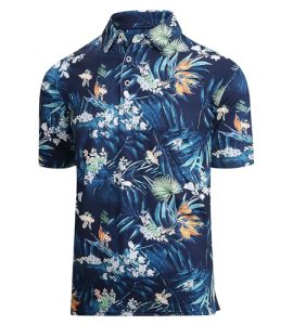 Damipow Mens Golf Shirts Dry Fit Polo Shirts Moisture Wicking Short Sleeve Hawai