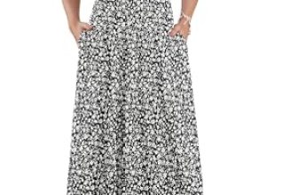 AUSELILY Maxi Dresses for Women Ankle Length Floral Print Beach Long Flowy Dress
