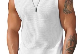 COOFANDY White Waffle Knit Sleeveless Shirt for Men Lightweight Breathable Tank