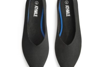 ATHMILE Pointed Toe Flats for Women Dressy Work Shoes Business Casul Knit Ballet
