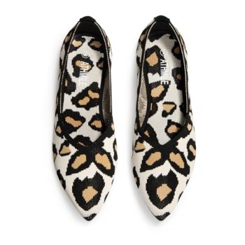 ATHMILE Pointed Toe Flats for Women Dressy Leopard Work Shoes Business Casul Kni