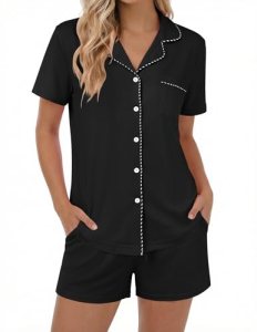 Ekouaer Pajamas for Women Set Button Down Pjs Lounge Sets Short Sleeve Sleepwear