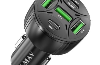 USB C Car Charger Adapter, 5 Ports 75W PD 3.0 Car Phone Charger Fast Charging Co