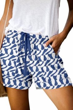 ONLYSHE Womens Drawstring Shorts Summer Elastic Waist Casual Printed Lightweight