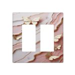 YIJIKJY Decorative Outlet Covers Abstract Pink Glod Marble Butterfly 2 Gang Ligh