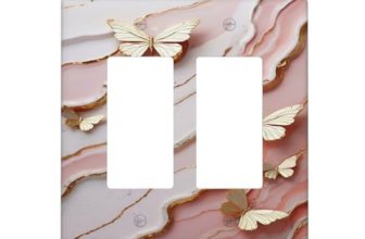 YIJIKJY Decorative Outlet Covers Abstract Pink Glod Marble Butterfly 2 Gang Ligh