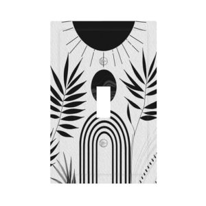 YIJIKJY Decorative Light Switch Plate Covers Mid Century Sun Boho Minimalist Lea