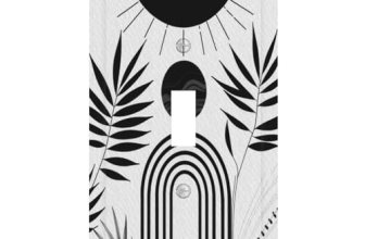 YIJIKJY Decorative Light Switch Plate Covers Mid Century Sun Boho Minimalist Lea