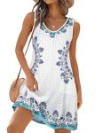 elescat Swimsuit Coverup Summer Dresses for Women Eyelet Casual Loose Sleeveless