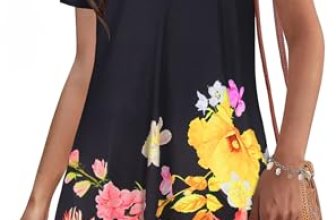 JOLIGAL Summer Dresses for Women Casual Short Sleeve Sundress Scoop Neck Beach T