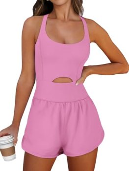 Caracilia Women’s Workout Athletic Romper Summer Sets Short Jumpsuits Onesie Run