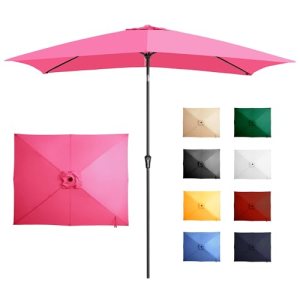 Ayge 6.5x10FT Rectangular Patio Umbrella Outdoor Table Umbrella w/Push Button Ti