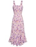 GRACE KARIN Women’s 2026 Summer Floral Boho Dress Square Neck Strapped Swing A L