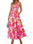 PRETTYGARDEN Womens Summer Dresses Floral Sleeveless Smocked Maxi Dress Boho Spa