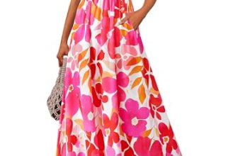 PRETTYGARDEN Womens Summer Dresses Floral Sleeveless Smocked Maxi Dress Boho Spa