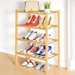 Smiry Shoe Rack, 4 Tier Small Bamboo Shoe Organizer