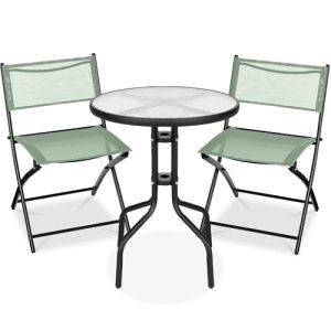 Best Choice Products 3-Piece Patio Bistro Dining Furniture Set w/Textured Glass