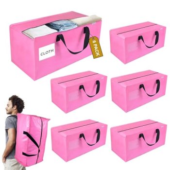 GRIPZON 6 Pack Extra Large Moving Bags with Zippers