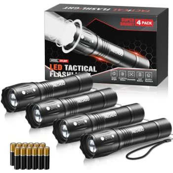 RECHOO 4Pack LED Flashlight, Bright Small Flashlights High Lumens with 3 Modes