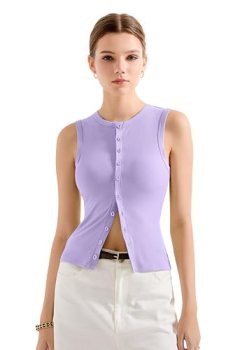 SUUKSESS Women Button Down Going Out Trendy Tops Ribbed Sexy Vest Y2K Tank Tops