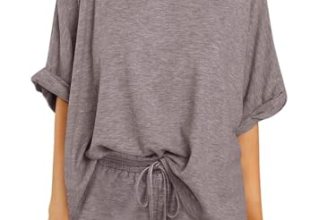 Tankaneo Womens 2 Piece Lounge Sets Oversized Short Sleeve T-shirts Drawstring S
