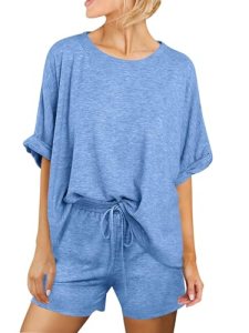 Tankaneo Two Piece Outfits for Women Lounge Sets Pajamas Summer Oversized tshirt