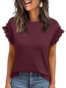 AUTOMET Womens Summer Trendy Tops Business Casual Short Sleeve Tshirts 2026 Cute