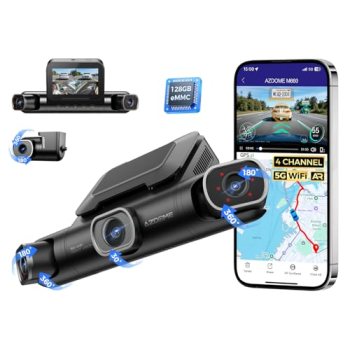 AZDOME 360° 4 Channel Dash Cam Front and Rear Inside