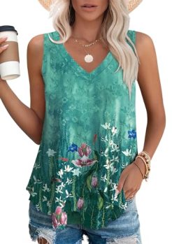 OFEEFAN Womens Summer Tank Tops Womens Tanks Loose Fit Women’s Tank Tops Floral