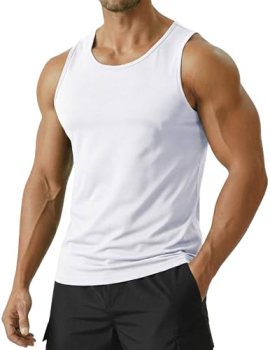 PINSPARK Athletic Tank Tops Men Gym Workout Sleeveless Muscle Shirts Quick Dry B