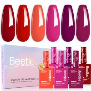 Beetles Red Gel Polish Set – Fiery Passion HEMA-FREE Burgundy Pink Purple Gel Po