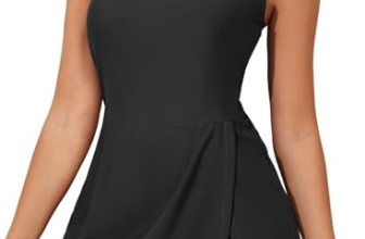 Aleumdr One Piece Swimdress Swimsuit for Women Tummy Control Split Swim Dress Sk