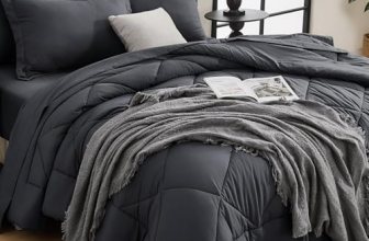 HEVUMYI 120×98 Oversized King Comforter Set Dark Grey- 7-Piece All Season Bed in