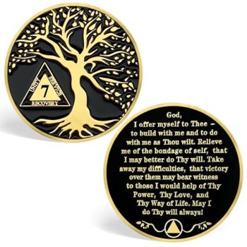 7 Year Sobriety Coins, Tree of Life 7 Year AA Chips