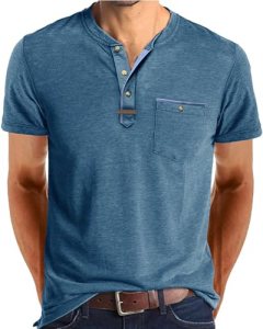 Angbater Mens Henley Shirts Short Sleeve Button T-Shirts Summer Athletic Lightwe